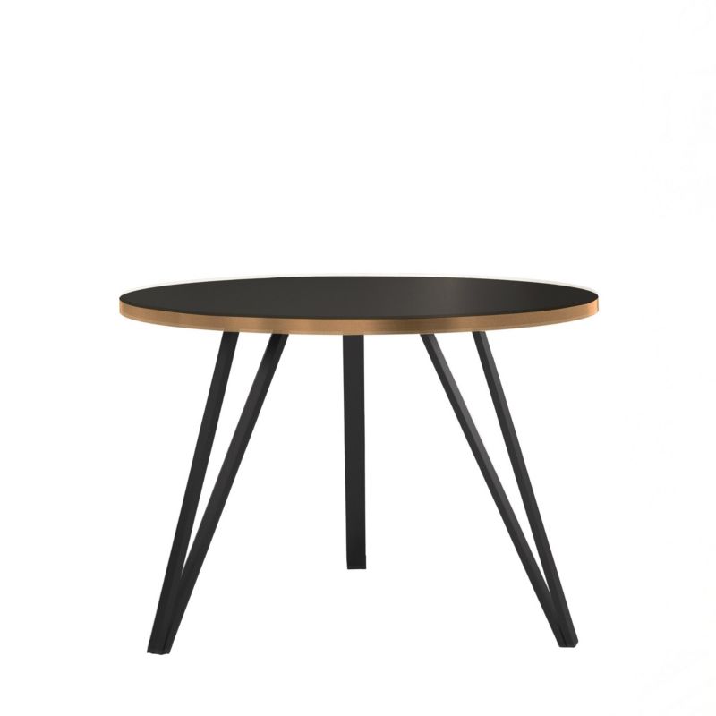 Stolik okrągły ze złotymi obrzeżami Bettso Linea Gold z eleganckimi czarnymi nóżkami czarny 1szt.