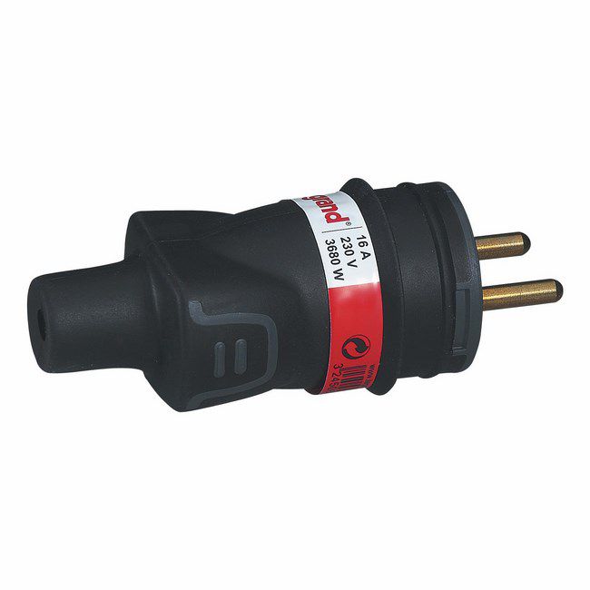 Wtyczka Legrand 2P+Z czarna guma