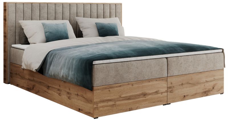 Łóżko kontynentalne MKS Meble ALBERO 4 200x200 H4 Beżowy struktura 1szt.