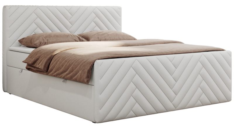 Łóżko kontynentalne MKS Meble PARIS DUO 140x200 H3 Biały ecoskóra 1szt.