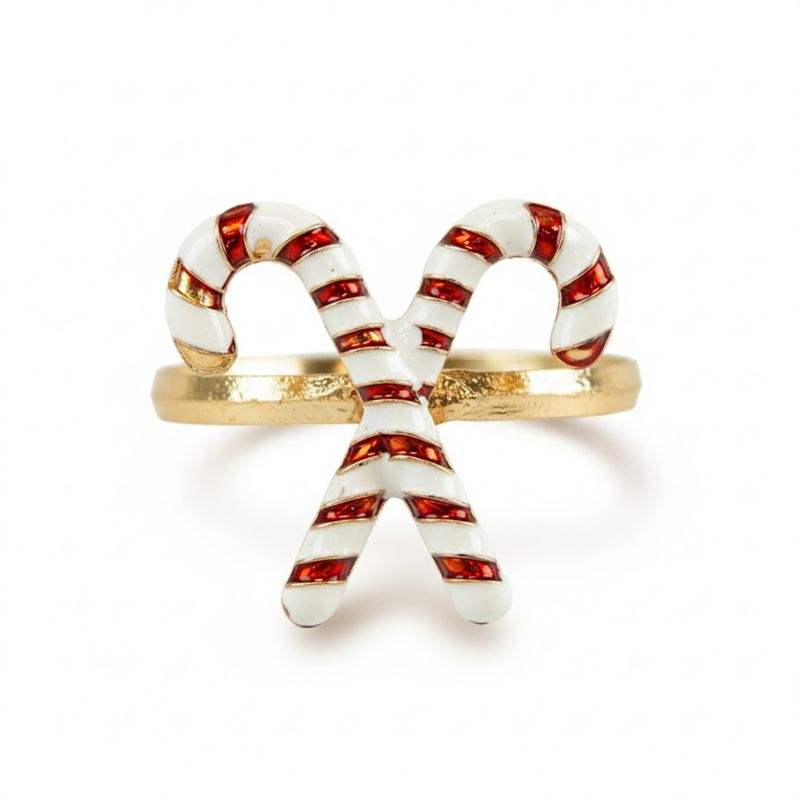 Obrączki EDANTI Na Serwetki Klamry Pierścienie Zestaw Wzór Laska Cukrowa 4 szt.