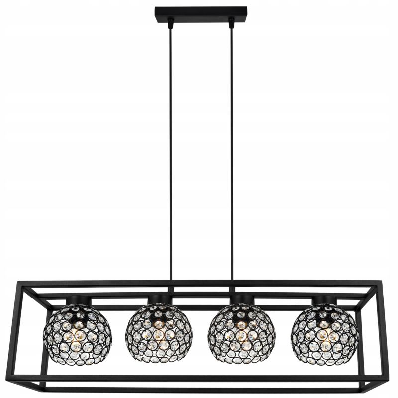 Lampa sufitowa wisząca Light Home LH Crystal Cage 4x E27 60W kryształki czarny 1szt.