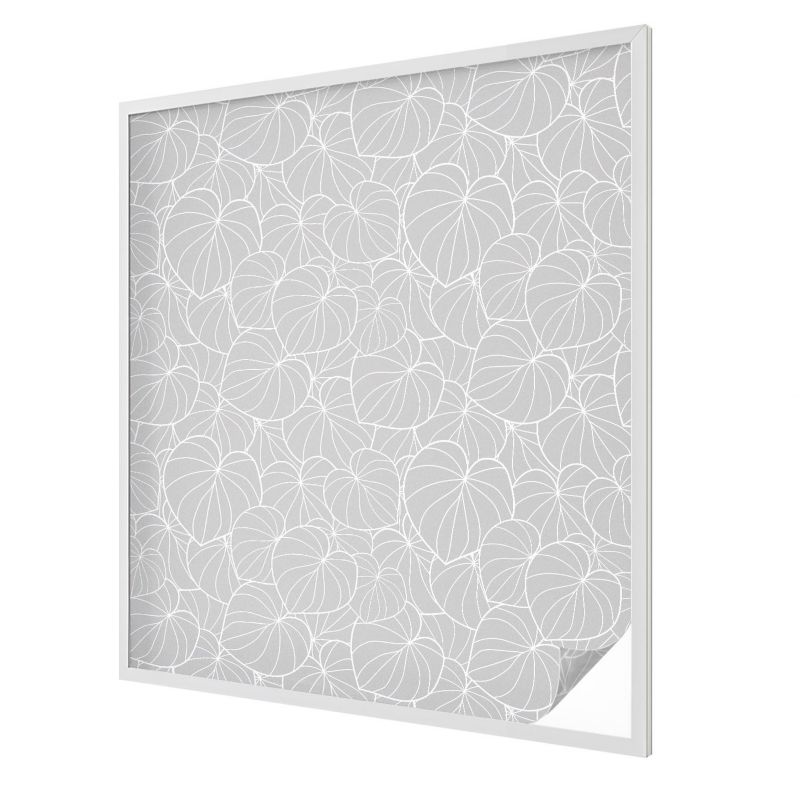 Folia Witrażowa Wallfluent 100x116 cm Naklejka na Szybę Geometryczne liście szary motyw 1 rol.
