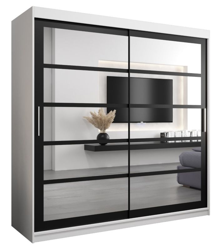 Szafa przesuwna Abiks ROMA 2 200 biały mat + czarny mat 1 szt.