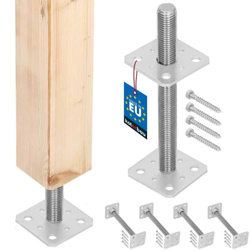 Podstawa słupa KOTARBAU regulowana z prętem 80x80x250 mm 4 szt.