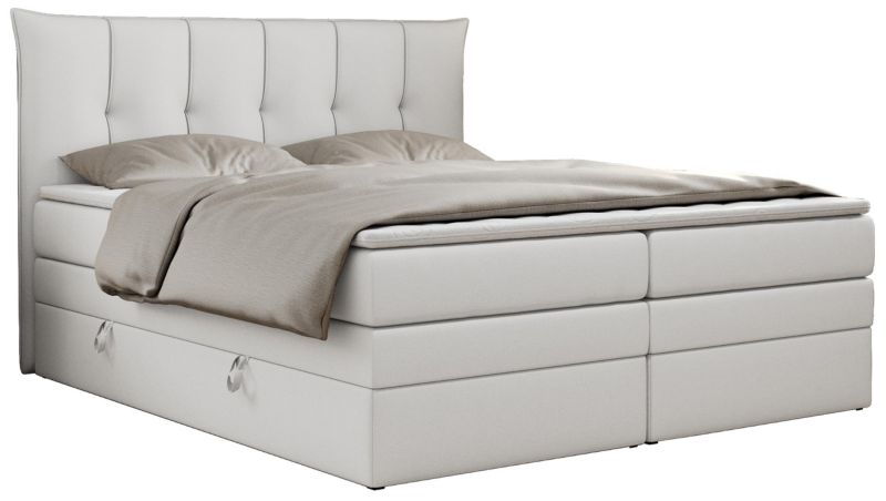 Łóżko kontynentalne MKS Meble PREMIUM 10 KING 200x200 H3 Biały ecoskóra 1szt.