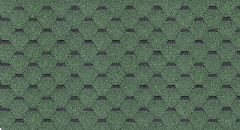 Płytki bitumiczne Timbela 3 m2, Hexagonal H-GREEN, lekkie i wodoodporne gonty, 1 paczka