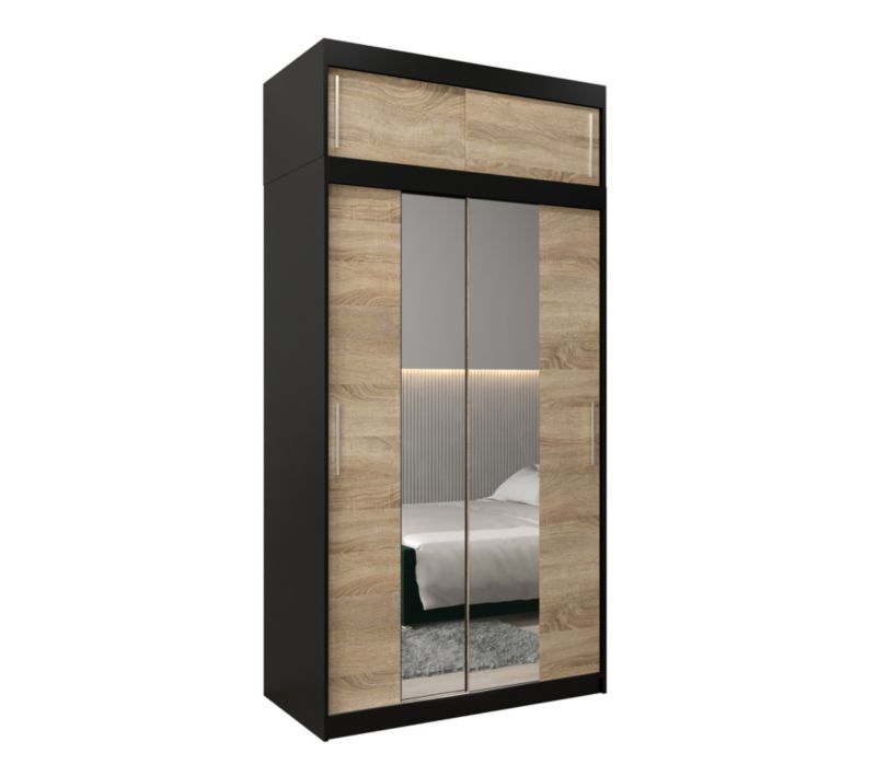 Szafa przesuwna Garderoba Abiks Tokyo 1 120 czarny + sonoma z nadstawką 1 szt.
