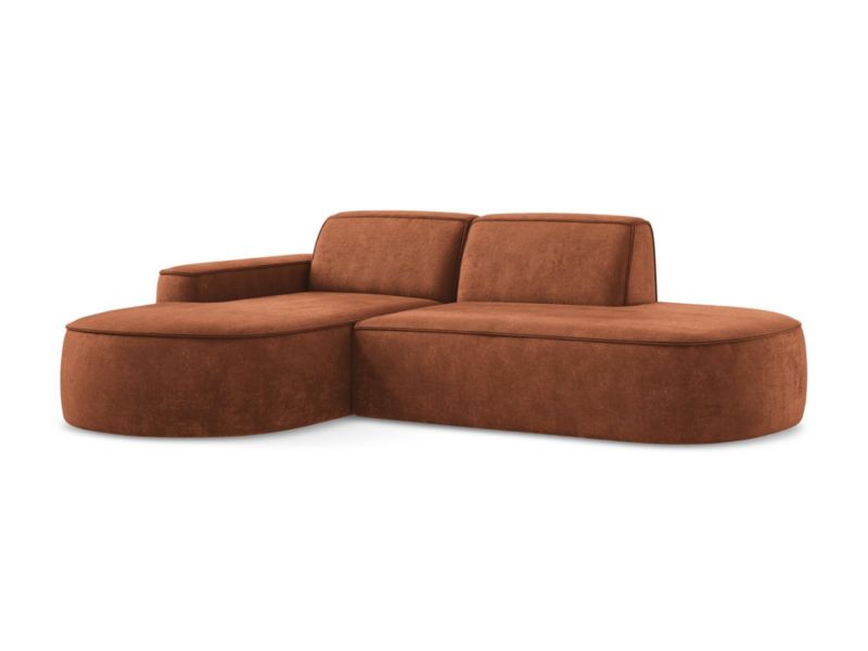 Narożnik lewostronny LaMiaSofa MELISSA z tkaniny szenilowej 284x166 cm terakota 1 szt.