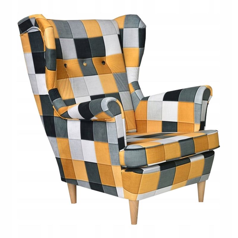 Fotel uszak do salonu Family Meble ARI PRINT kratka 1szt