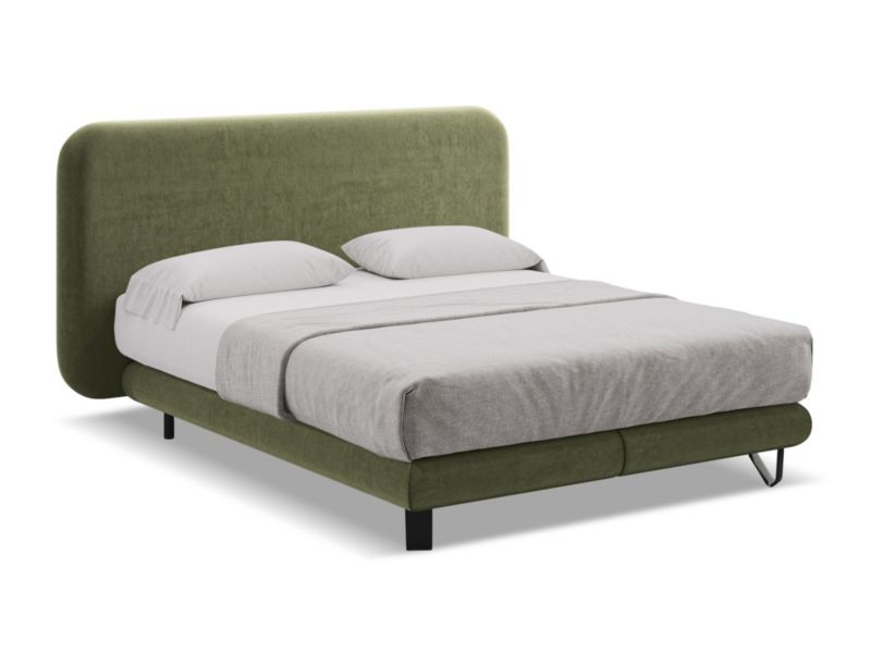 Łóżko LaMiaSofa Ilima z weluru 140x200 oliwkowy 1 szt.