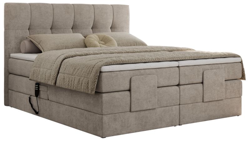 Łóżko kontynentalne MKS Meble VITTORIA 200x200 H4 Beżowy struktura 1szt