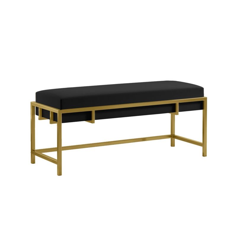 Ławka tapicerowana Bettso Lamo 100 cm nowoczesna w tkaninie royal velvet na złotym stelażu czarny 1szt.