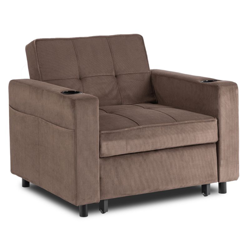 Amerykanka Mebel Elite SOLOR Fotel Rozkładany Sofa Kanapa Do Spania Wypoczynkowy Brąz 1 szt