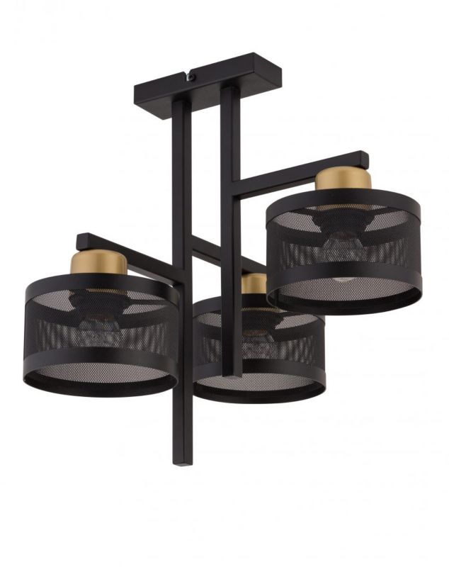 Lampa sufitowa wisząca Sigma Lighting Off 4329 czarno-złota dekoracyjna 3xE27 x 1 szt.