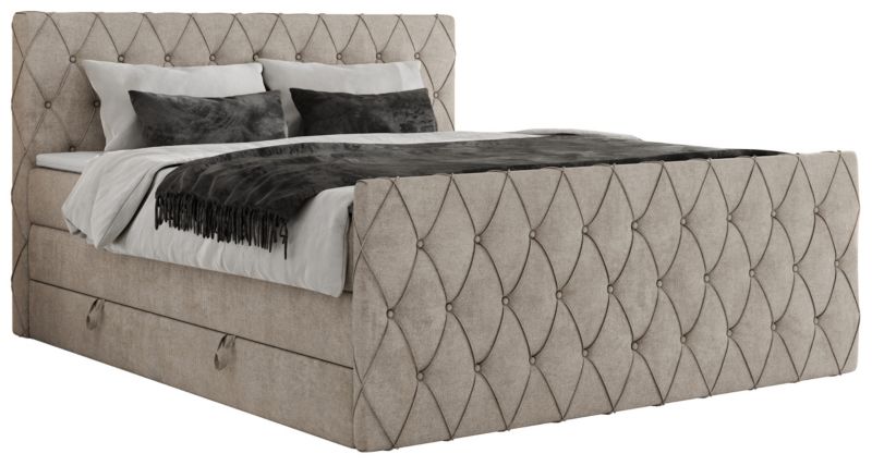 Łóżko kontynentalne MKS Meble MIREN KING DUO 140x200 H3 Beżowy struktura 1szt.