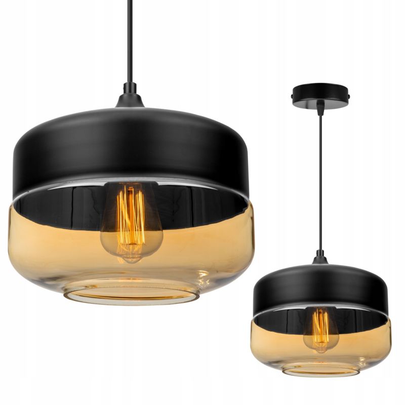 Lampa sufitowa wisząca Light Home LH Oslo 1x E27 60W klosz owalny czarny/złoty 1szt.