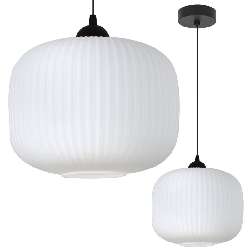 Lampa sufitowa wisząca Light Home LH Riffle walec 25cm 1x E27 60W czarny/biały 1szt