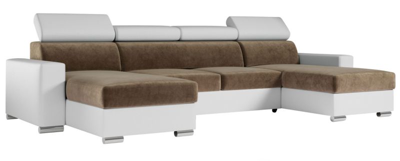 Narożnik MKS Meble FOX U uniwersalny Brązowy Biały welvet ecoskóra 1szt.