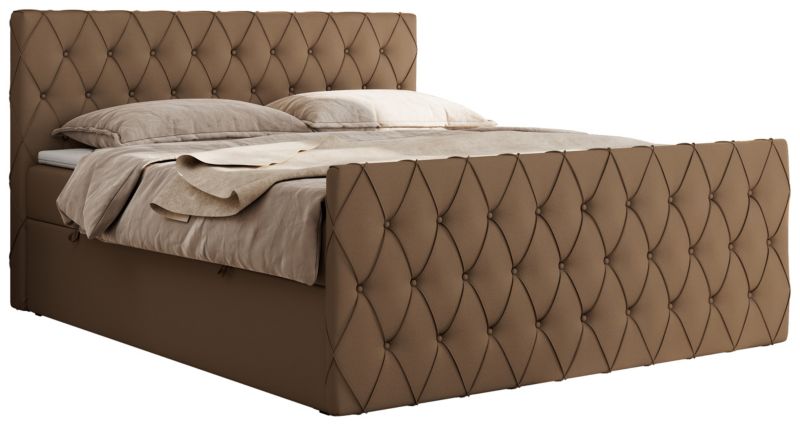 Łóżko kontynentalne MKS Meble MIREN DUO 160x200 H4 Brązowy ecoskóra 1szt.