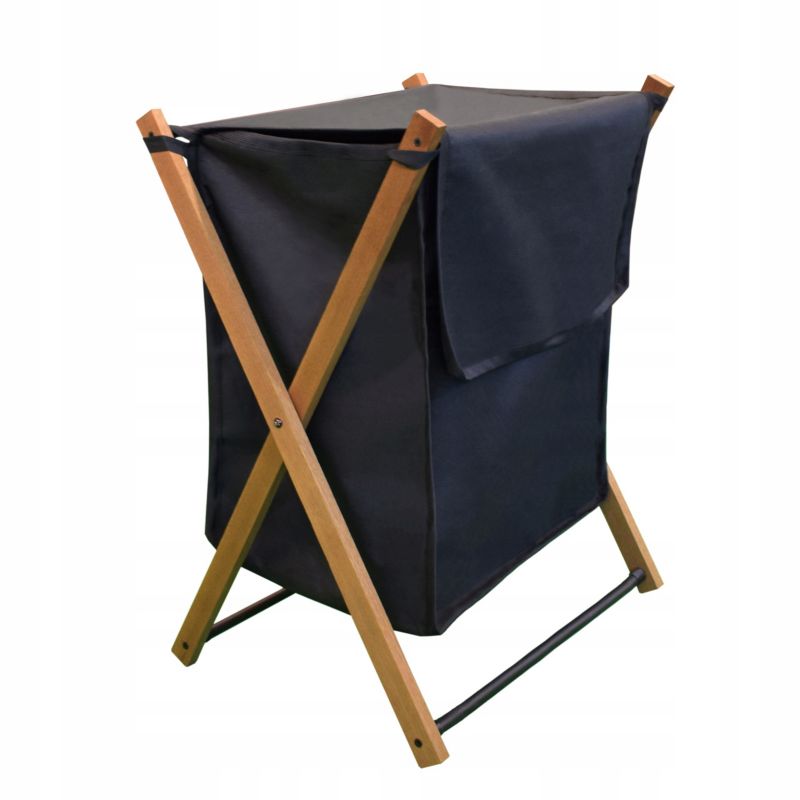 Kosz na pranie Rodeno 39L drewniany czarny składany 1 szt.