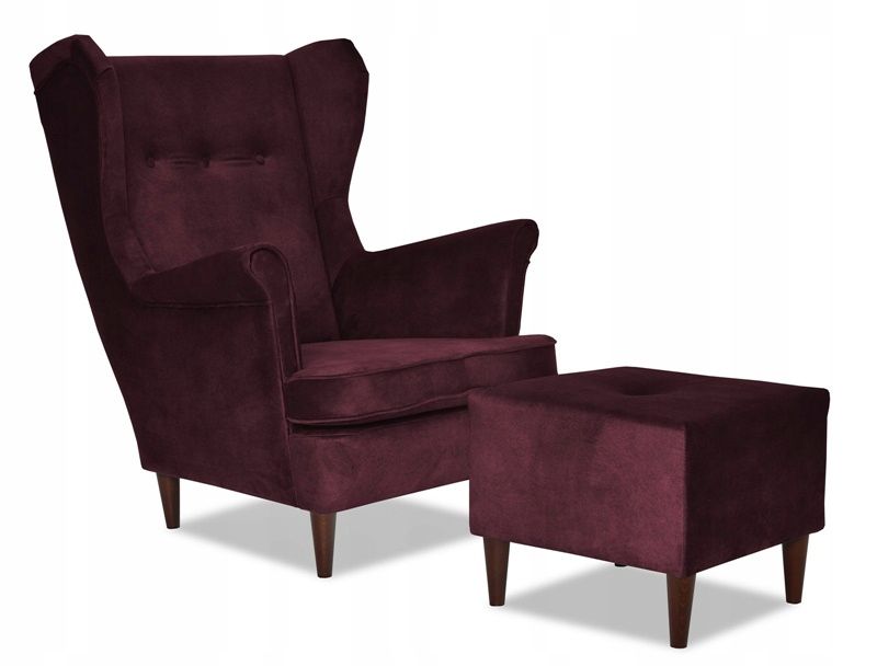 Fotel uszak do salonu z podnóżkiem Family Meble ARI ciemny fiolet 1szt