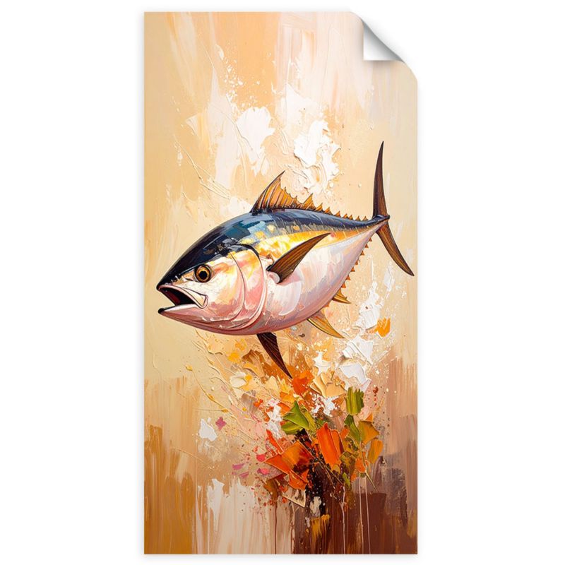 Naklejka na ścianę do pokoju młodzieżowego Feeby Ryba Morze imitacja farby 40x80cm 1szt