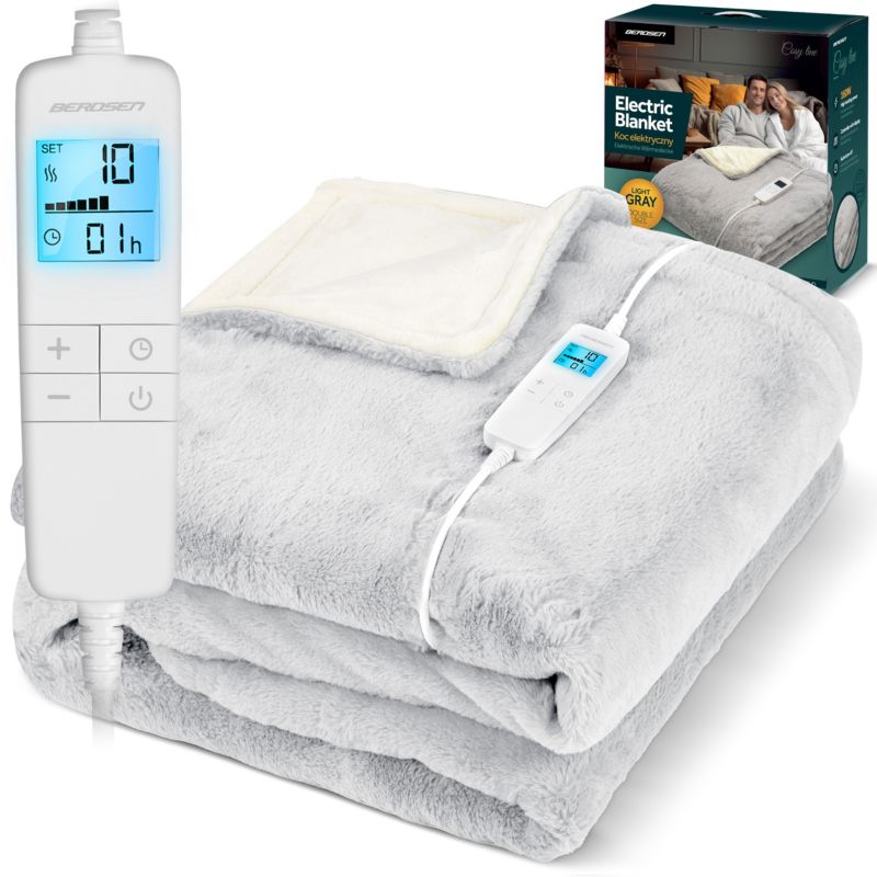 Koc elektryczny Berdsen BD-962 180x160cm 160W jasnoszary 1szt.