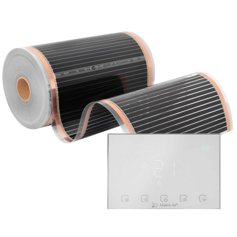 Zestaw folii grzewczych na podczerwień IR SILVER 160W 22m²,szer.50cm + Gemini Biały 1szt