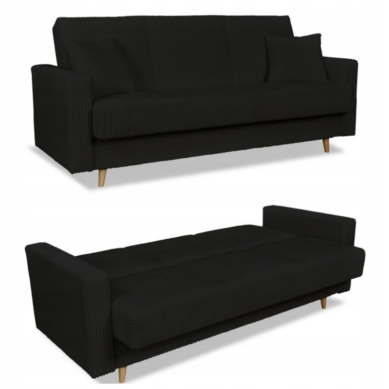 Wersalka kanapa do salonu z pojemnikiem rozkładana Family Meble Rene czarna 1szt