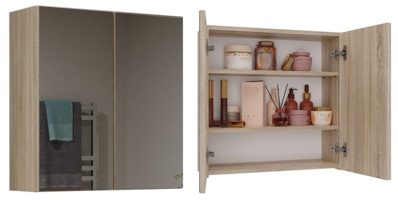 Szafka Łazienkowa Topeshop Wisząca Z Lustrem Pola 2DL Dąb Sonoma 22x60x60 cm 1 szt.