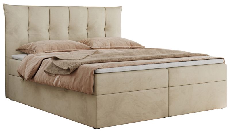 Łóżko kontynentalne MKS Meble PREMIUM 10 160x200 H3 Beżowy welvet 1szt.