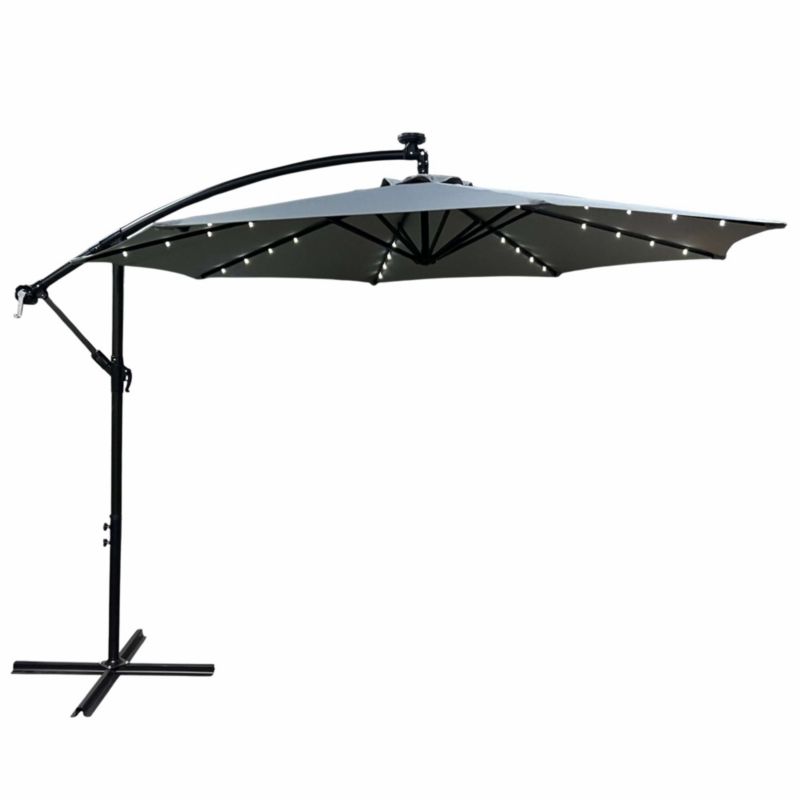 Parasol ogrodowy Milin jasnoszary z oświetleniem LED waga 12,7 kg wymiary 300x00x45 cm 1 szt.