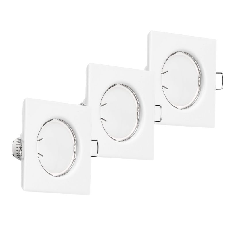 Oprawy sufitowe oczka, DPM, kwadratowe, białe, 3 szt.