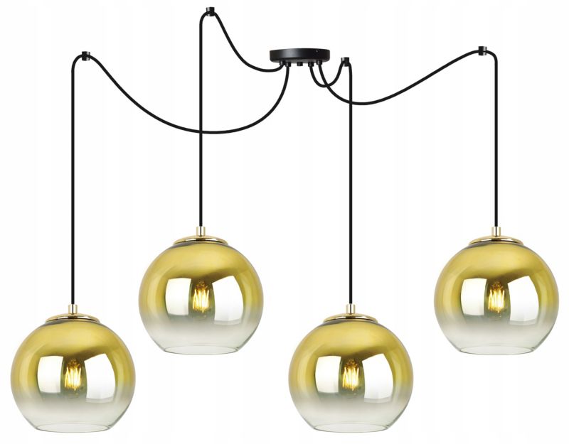 Lampa sufitowa wisząca Light Home LH Spider Bergen Gold 4x E27 60W klosz 15cm złoty 1szt.