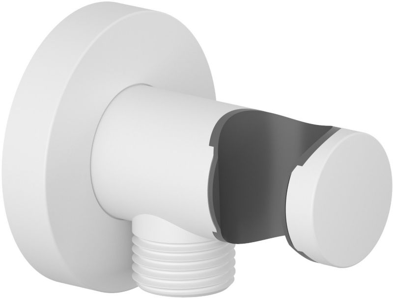 Przyłącze kątowe z uchwytem Kludi biały DN 15 Ścienne, G 1/2, zawór zwrotny, 1 szt.