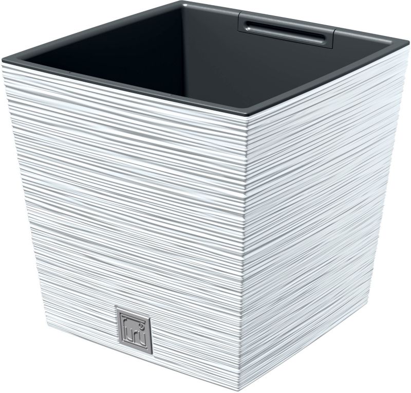 Doniczka Prosperplast Furu kwadratowa niska 30 cm biała