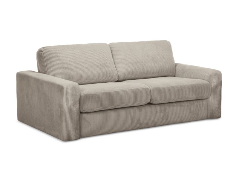 Kanapa 3-osobowa z funkcją spania LaMiaSofa COMO z tkaniny sztruksowej 195x100 cm ciemny beż 1 szt.