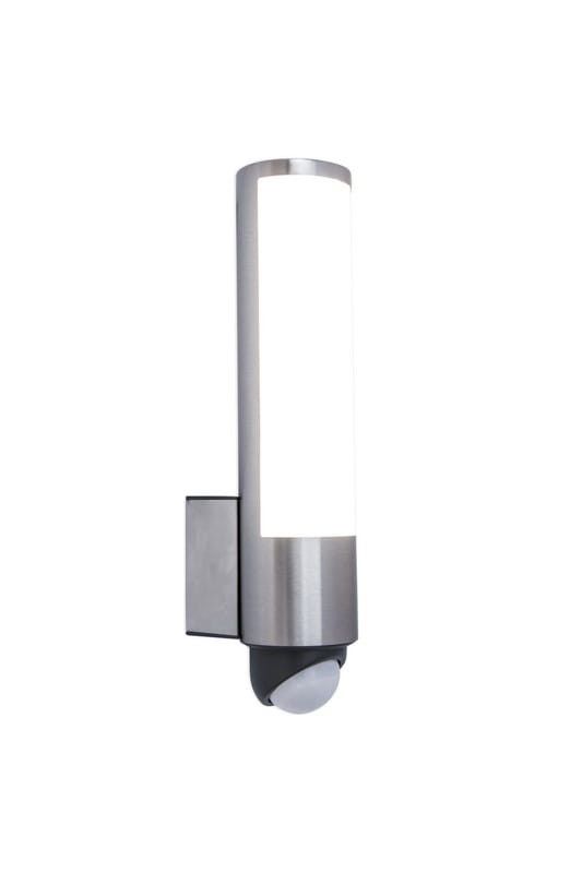 Kinkiet zewnętrzny z czujnikiem Lutec Leda srebrno-biały LED 14W 3000K 1200lm IP44 wym: 37,5 x 7,6 x 11,6 cm metal - 1 szt.