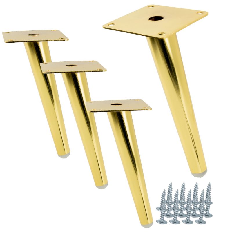 Noga meblowa B&B Szpilka skośna złota wysokość 18 cm 4 szt