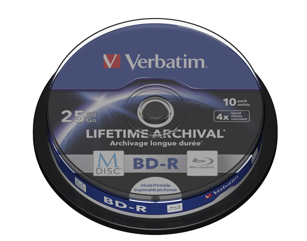 VERBATIM BD-R x4 25GB M-DISC c-10 43825 ARCHIVAL PRINT - Henryx24
