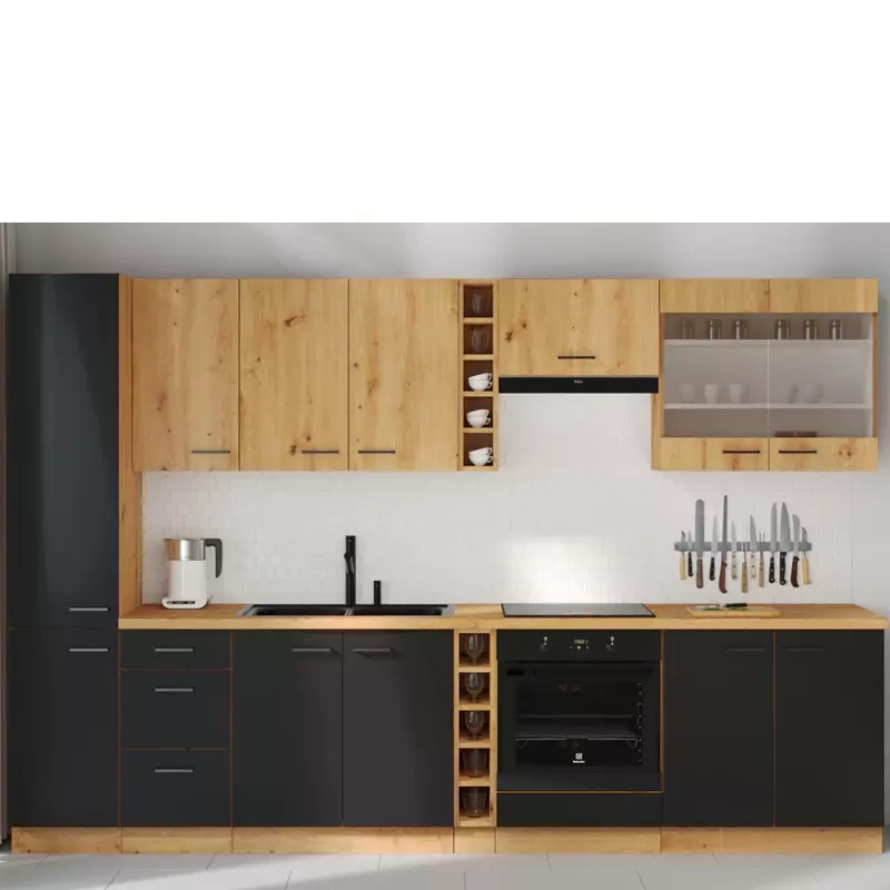 Zestaw szafek kuchennych dąb artisan czarny MILANO