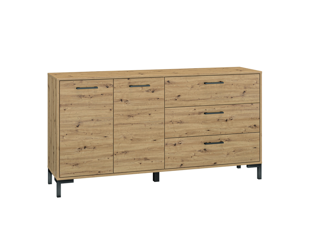 Dwudrzwiowa komoda z szufladami 160 cm NEVIO dąb artisan