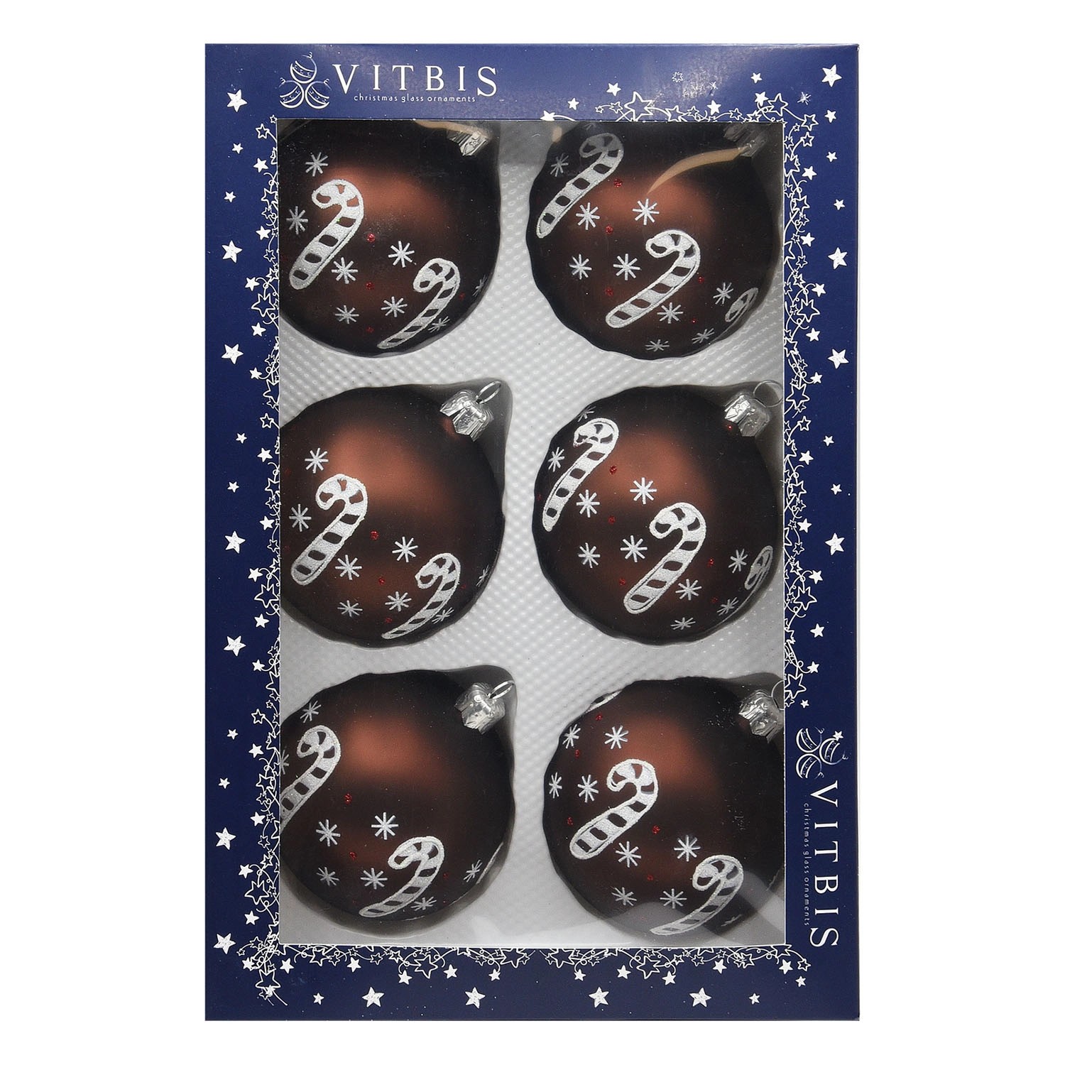 Bombki szklane brązowe 8 cm - 6 szt.