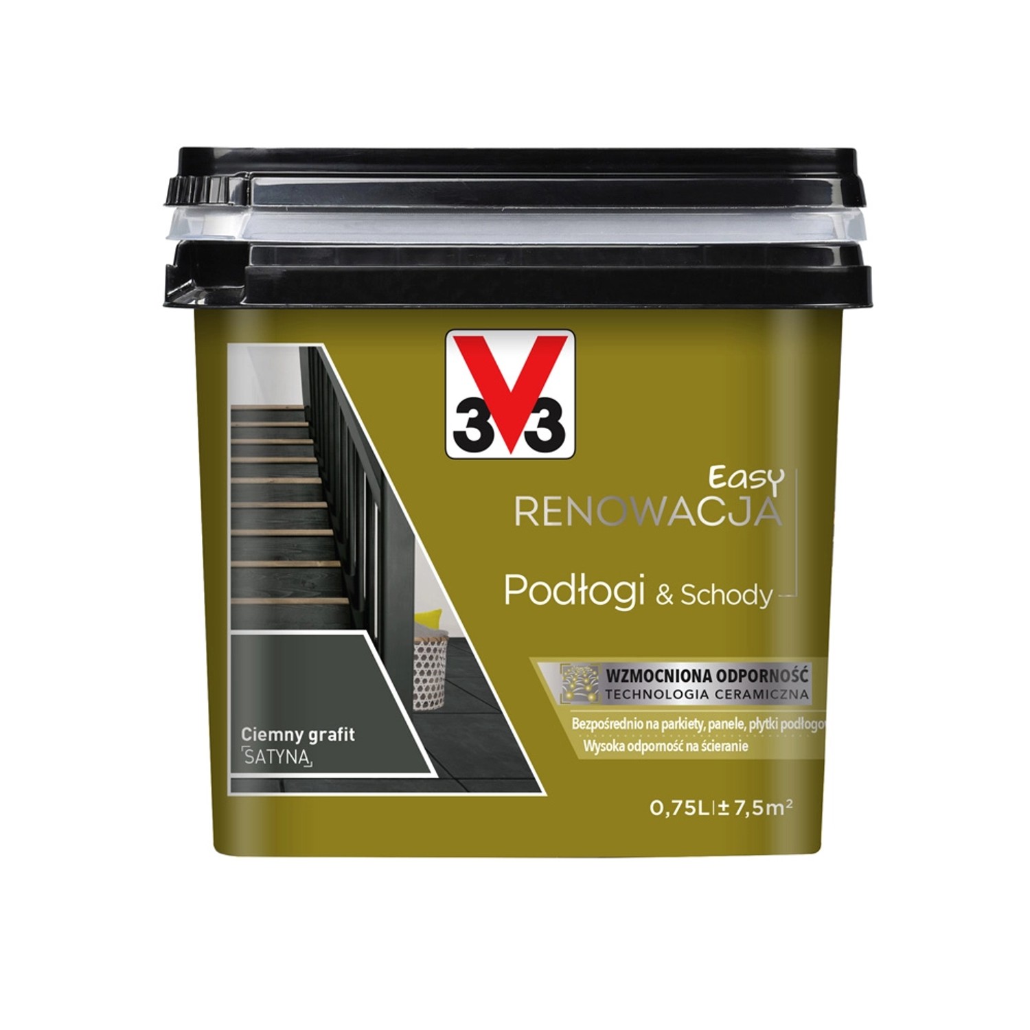 V33 Farba Easy Renowacja Podlogi i Schody ciemny grafit 750 ml