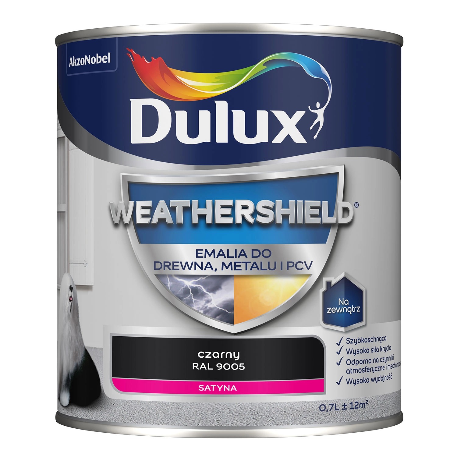 Dulux Emalia Weathershield czarny 9005 - 0,7L