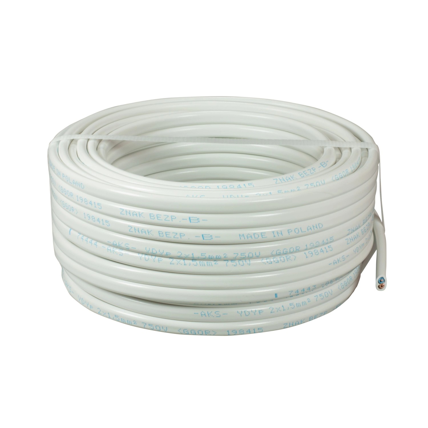 AKS Zielonka Przewód YDYp 2x2,5/ 25m biały 450/750V