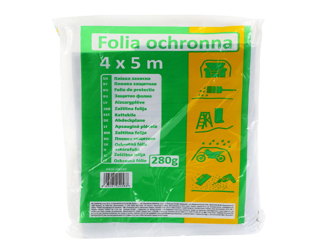 KAEM FOLIA BUDOWLANA 4X5M 280G REGLANULAT HADRY