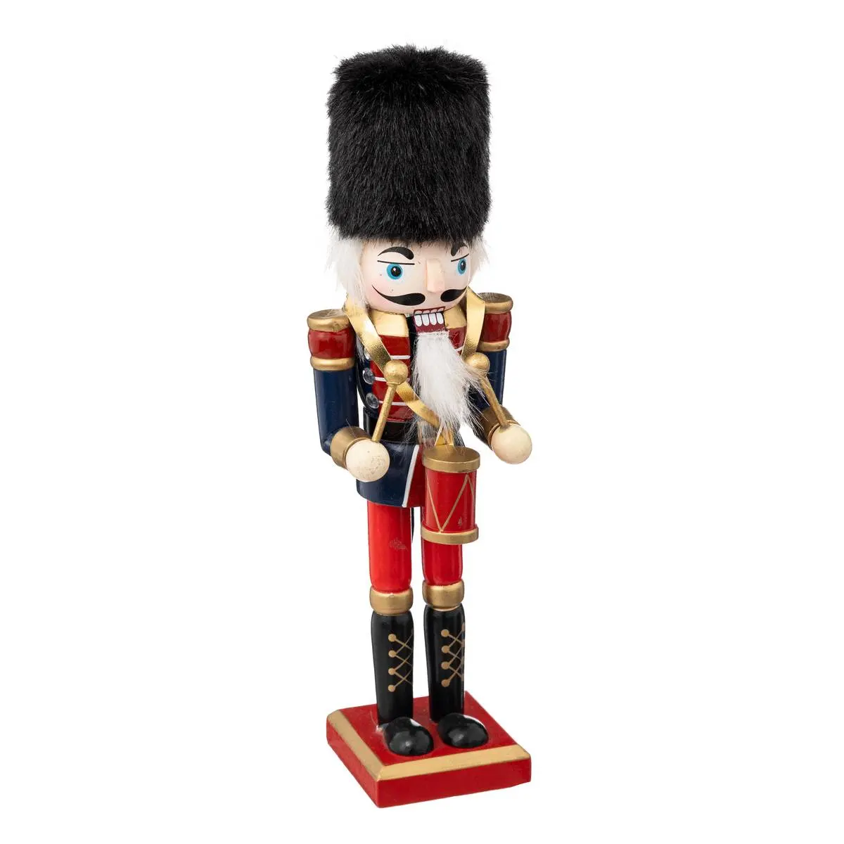 Dekoracja bożonarodzeniowa drewniany dziadek do orzechów z bębenkiem WOOD NUTCRACKER 30 cm db