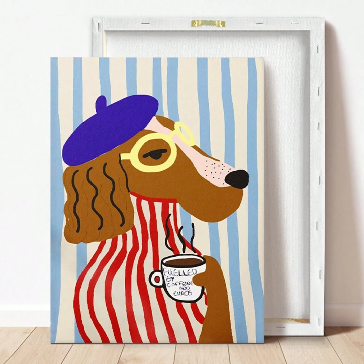 Obraz na płótnie Pies i paski 50x70 cm NS